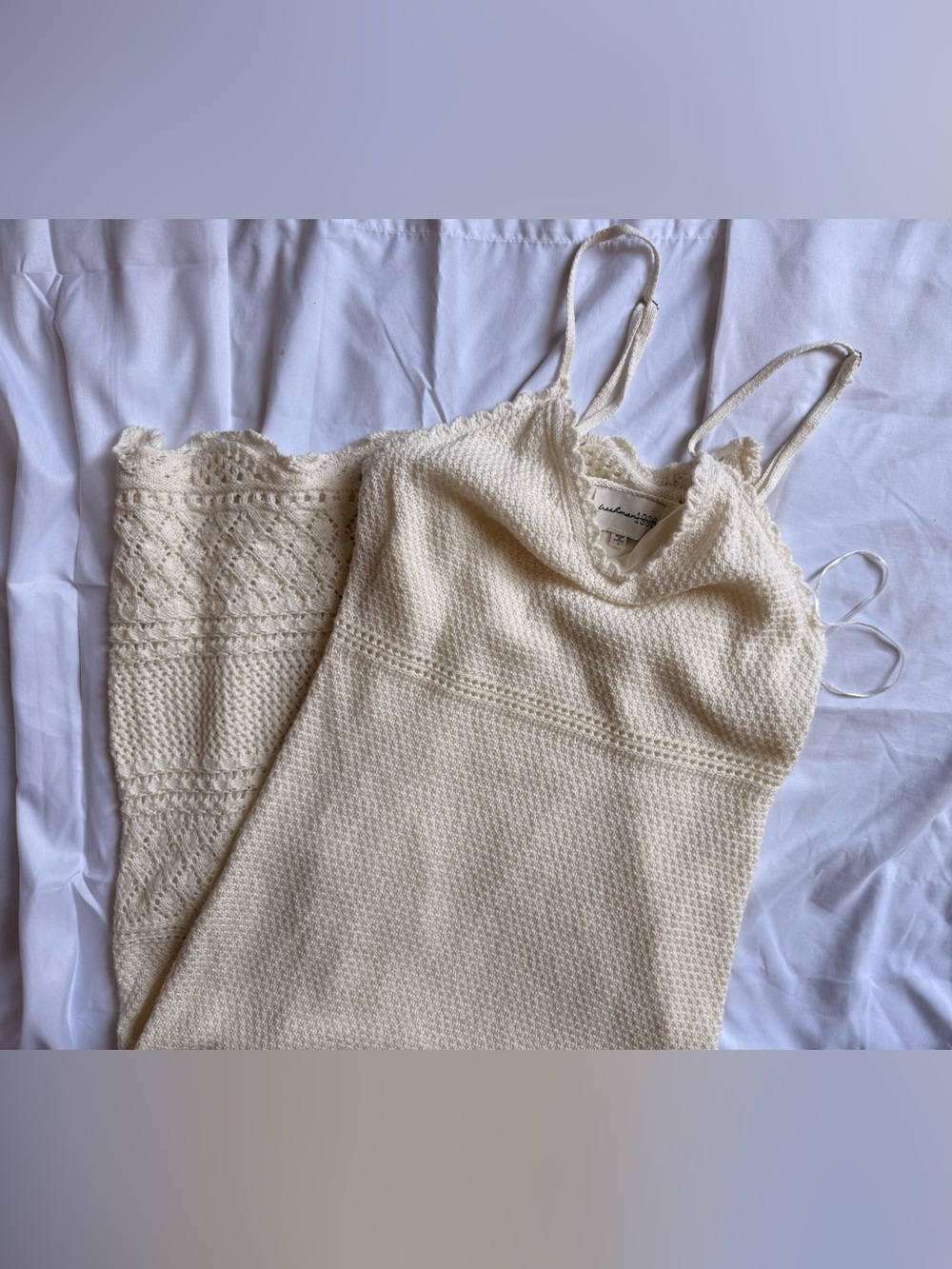 Cream Crochet Maxi/Midi Dress with Adjustable Straps